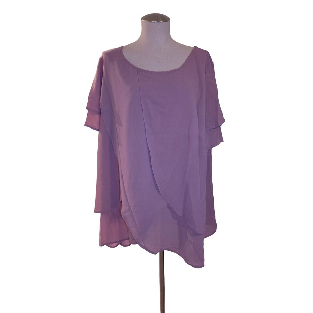 BloomChic Lavender Sheer‎ Chiffon Blouse Top Plus Size 22-24 NWT Asymmetrical